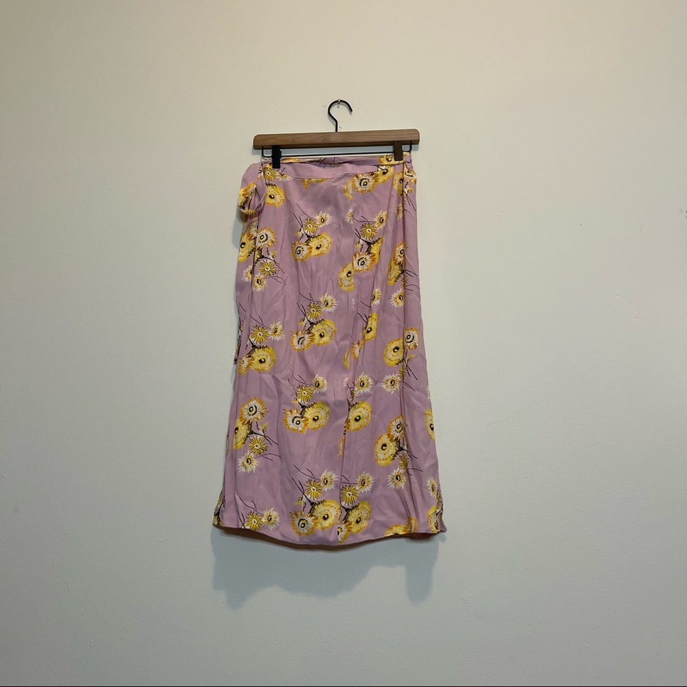 Madewell Pink Midi Skirt with Yellow Floral Print - Picture 6 of 9